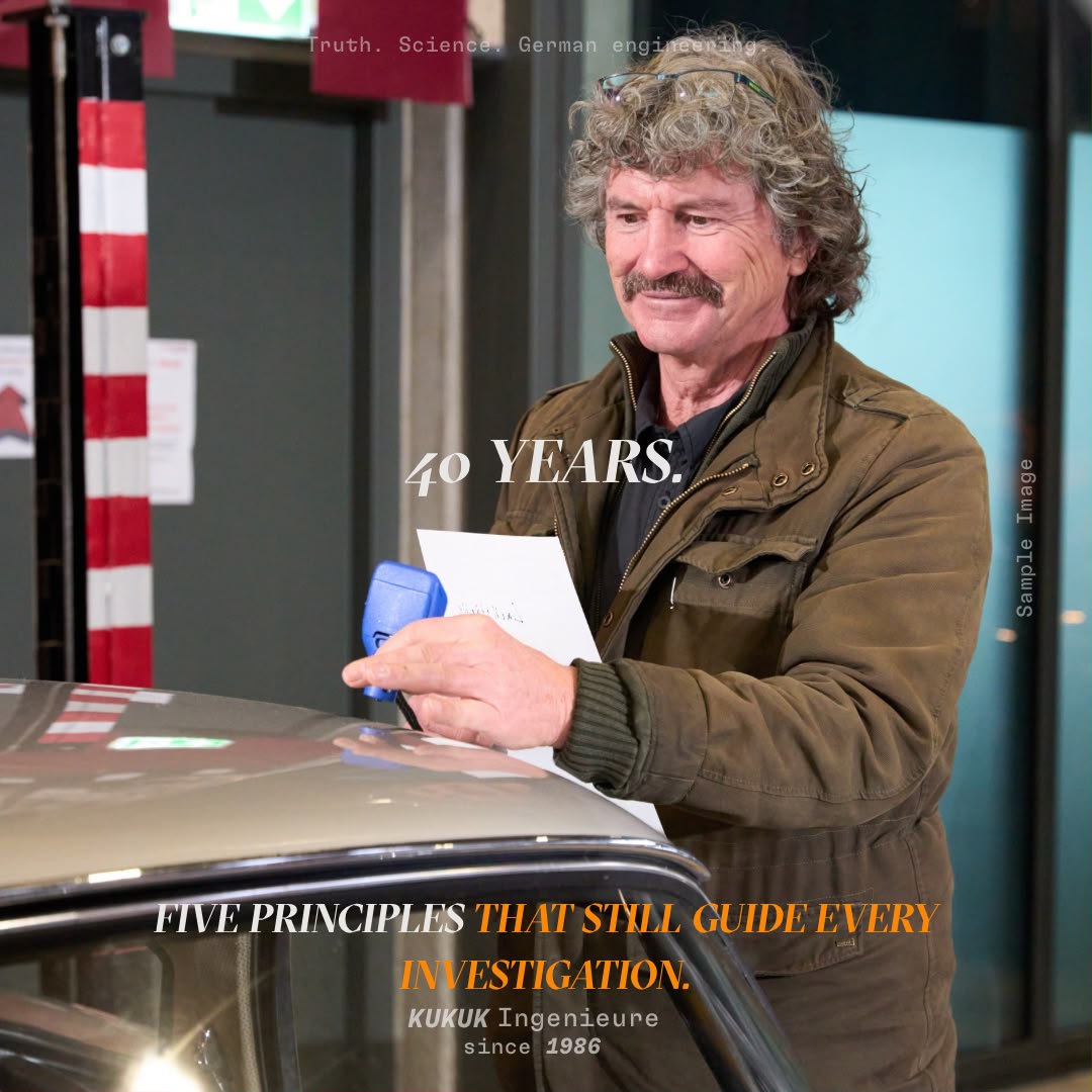 Klaus Kukuk during a vehicle inspection for the 40-year anniversary of KUKUK Ingenieure